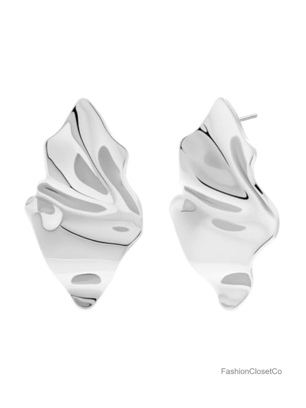 Silver Plated Leaf Stud Earrings Hypoallergenic